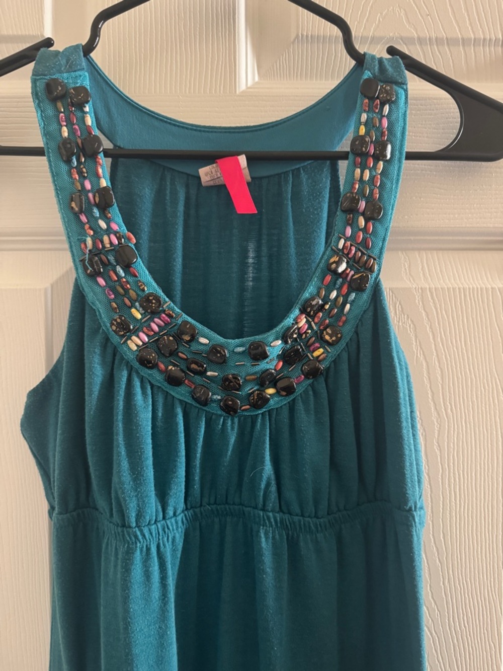 Xhilaration Teal Beaded-Trim Sleeveless Maxi Dress